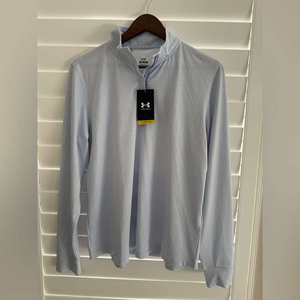 Under Armour Blue Patterned long Sleeved Polo